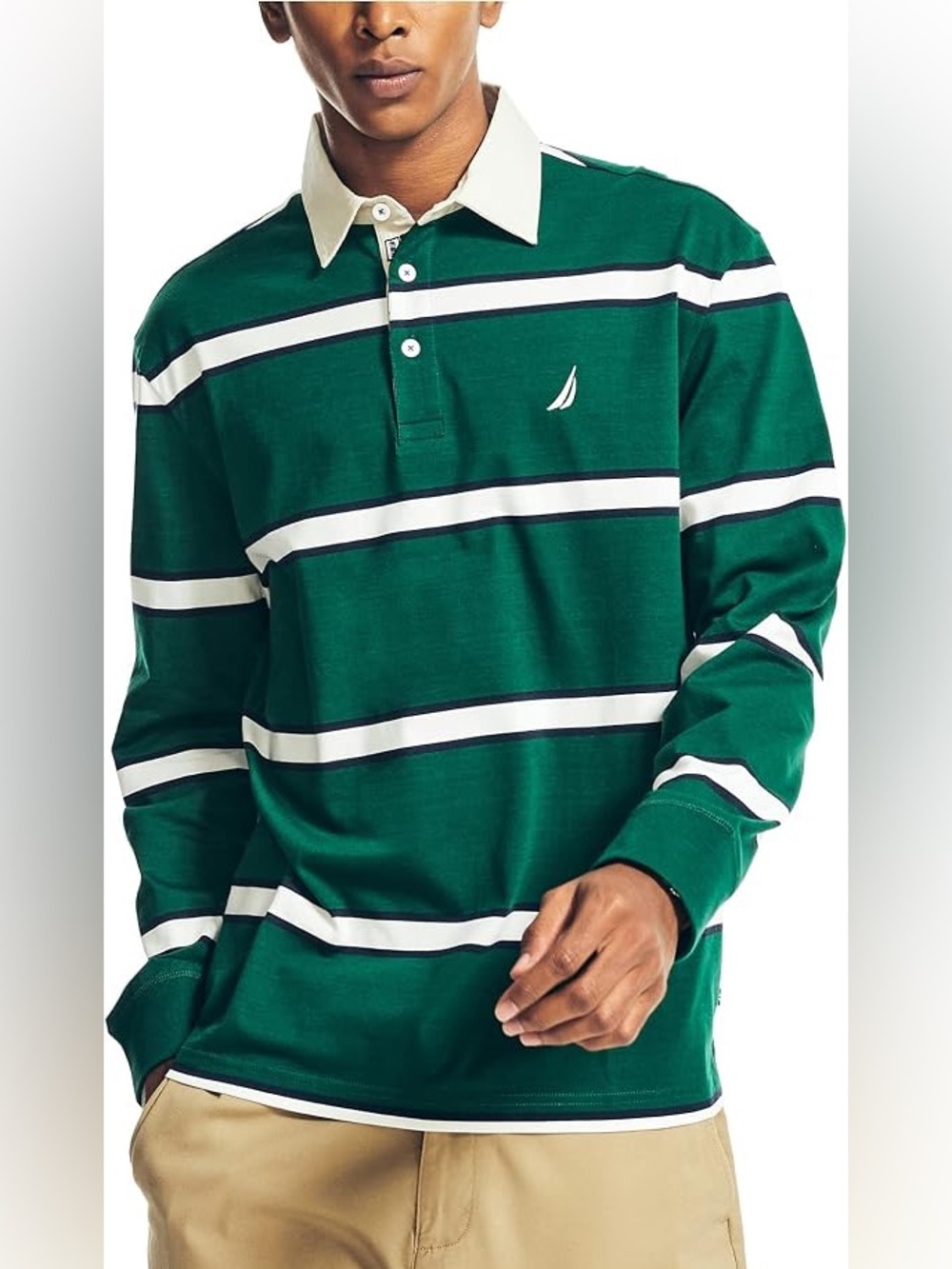 Nautica Men's Relaxed Fit Long-Sleeve Rugby Polo